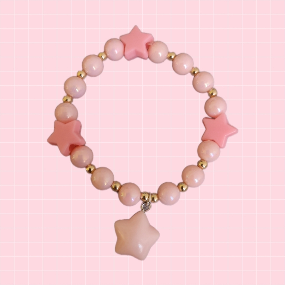 Pink Star Beaded Bracelet